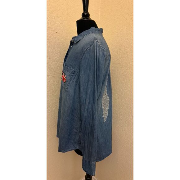 Merona Denim Button Down with Wings/Embellishments-Sz XL - Picture 4 of 13
